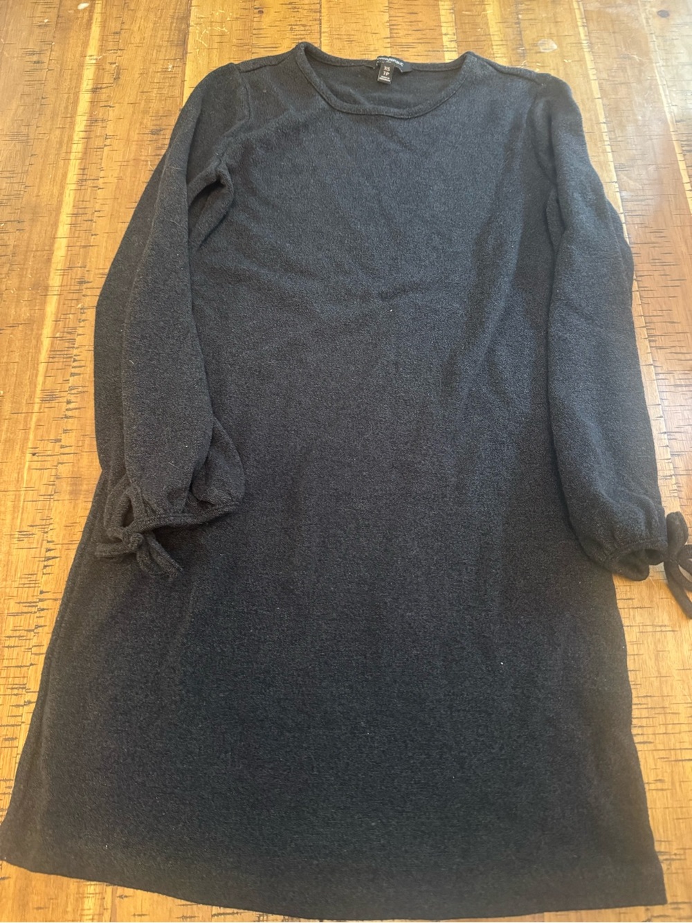 Banana Republic XS Black Crewneck Knit Sweater Dress with Tie Cuffs